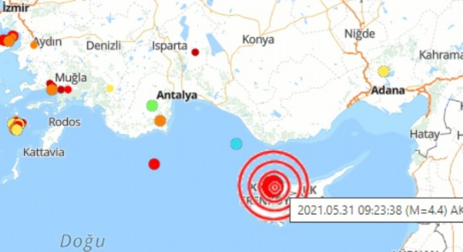 Akdeniz'de deprem