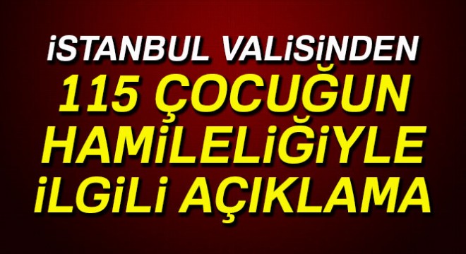 İstanbul Valisi Şahin, 115 çocuğun hamileliğiyle ilgili konuştu