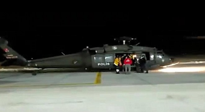 Kalp krizi geçiren kişi polis helikopteriyle ulaştırıldı