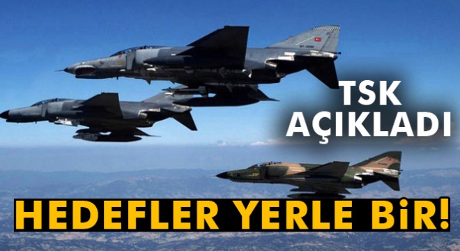 TSK:  Irak’ın kuzeyi ve Hakkari’de, bölücü terör örgütü mensuplarına ait 16 hedef imha edildi 